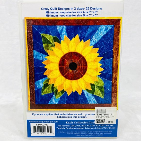 Anita Goodesigns Sunflower Crazy Quilt CD - New - Picture 2 of 4